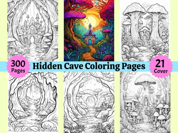 300 Hidden Cave Coloring Book for Adults