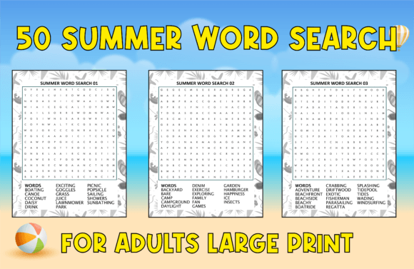50 Summer Word Search for Adults