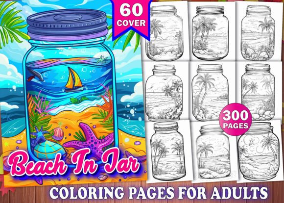 Beach in Jar Coloring Pages for Adults: A Creative Escape for All